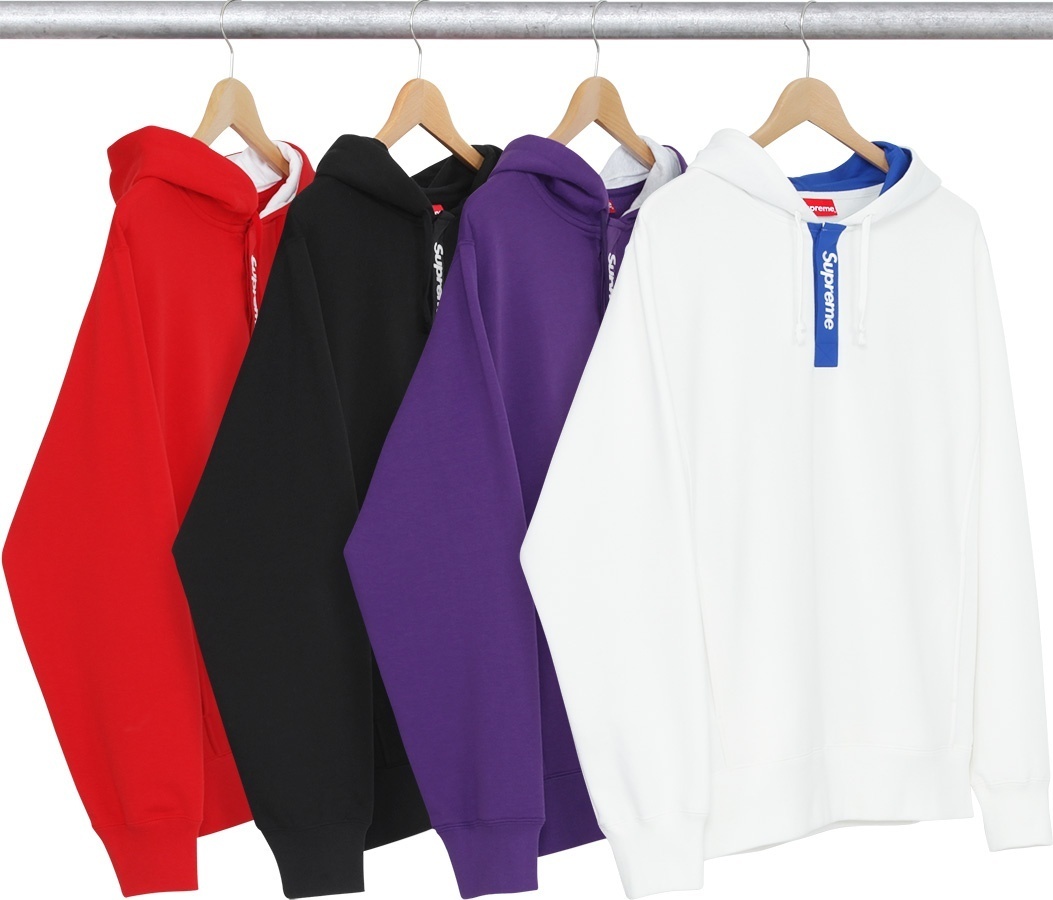 Contrast Placket Hooded Sweatshirt